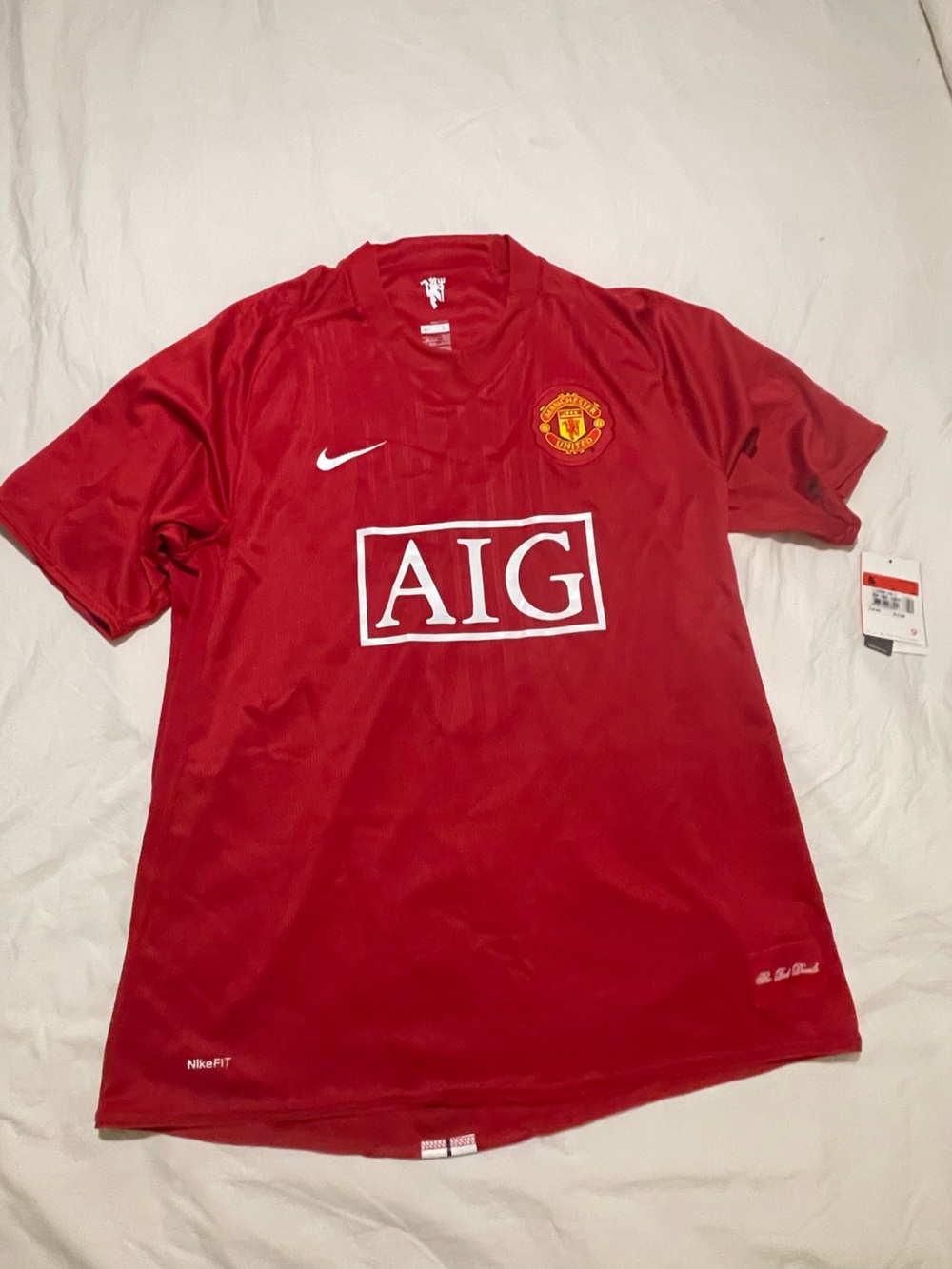 NWT Nike Manchester United 2007-09 Home Jersey AIG Size Large